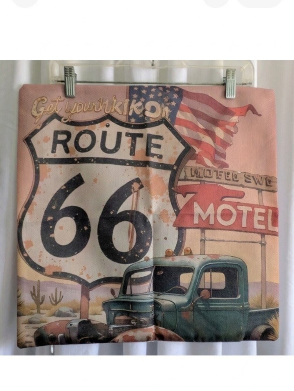New Pillow Slip Cushion Cover Route 66 Zippered Washable Casual Country Decor